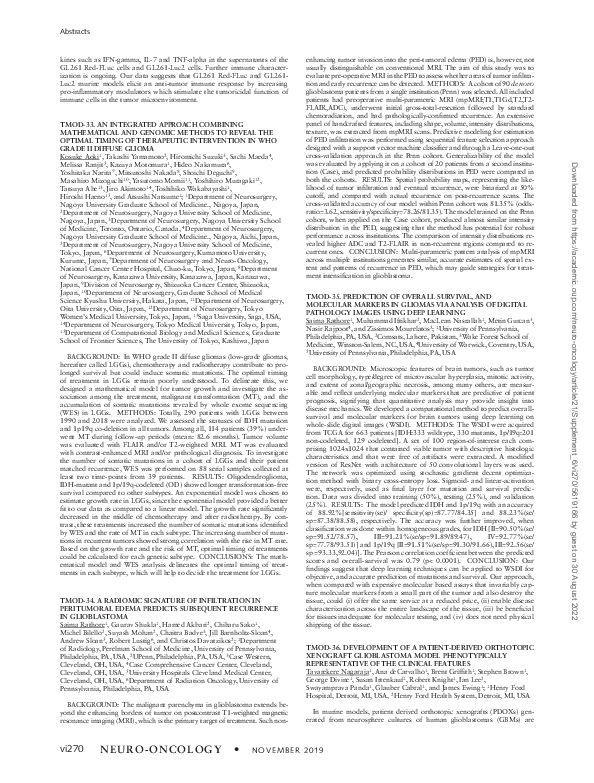 (PDF) TMOD-35. Prediction of Overall Survival, and Molecular Markers in ...