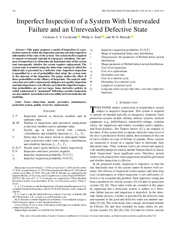 (PDF) Imperfect Inspection of a System With Unrevealed Failure and an ...