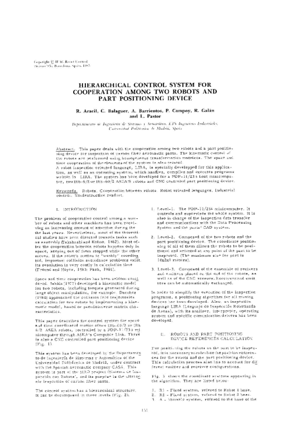 (PDF) Hierarchical Control System for Cooperation Among Two Robots and ...