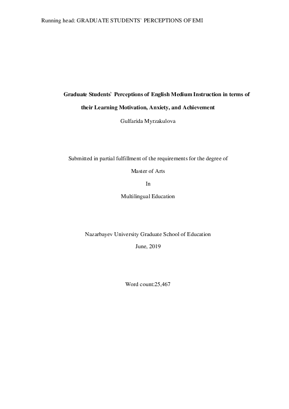 (PDF) Graduate Students` Perceptions of English Medium Instruction in ...
