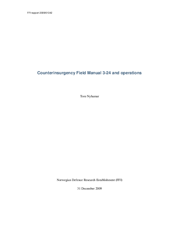 (PDF) Counterinsurgency Field Manual 3-24 and operations