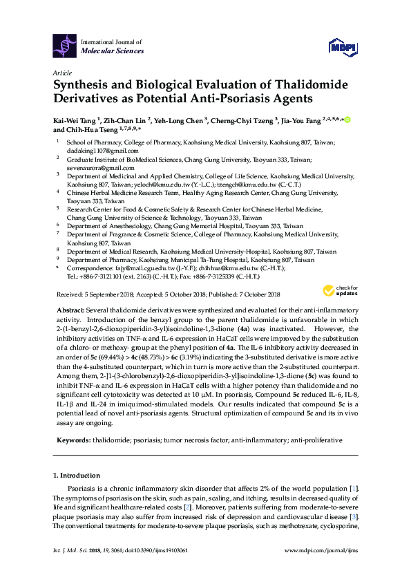 (PDF) Synthesis and Biological Evaluation of Thalidomide Derivatives as ...