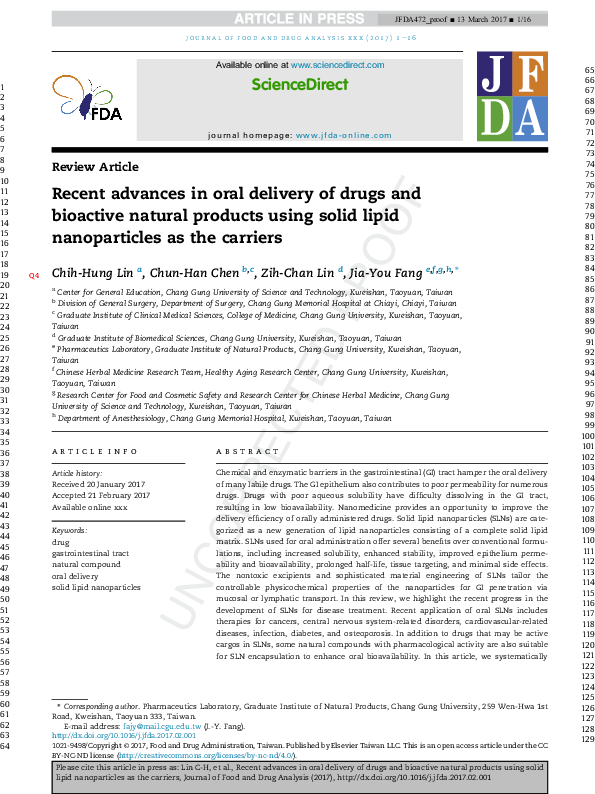 (PDF) Recent advances in oral delivery of drugs and bioactive natural ...