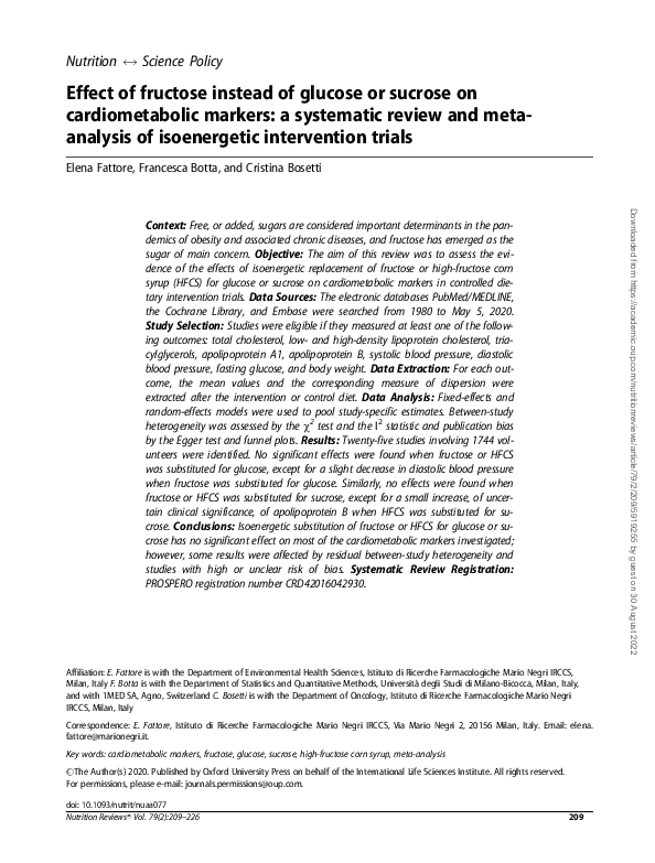 (PDF) Effect of fructose instead of glucose or sucrose on ...