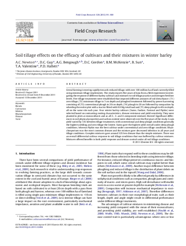(PDF) Soil tillage effects on the efficacy of cultivars and their ...