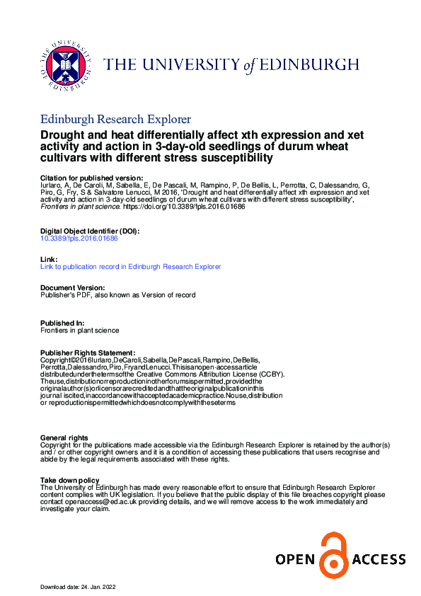 (PDF) Drought and Heat Differentially Affect XTH Expression and XET ...