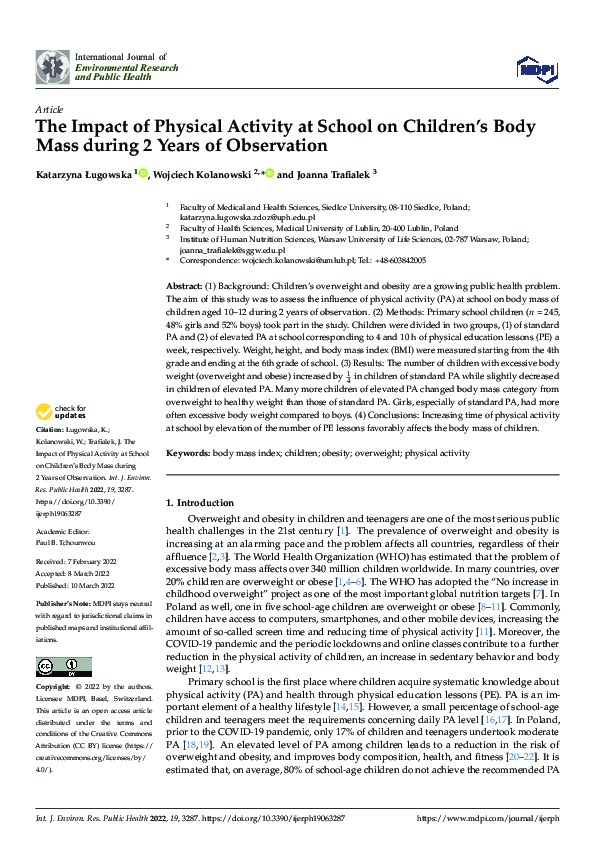 (PDF) The Impact of Physical Activity at School on Children’s Body Mass ...