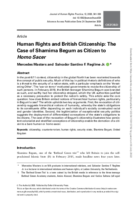 (PDF) Human Rights and British Citizenship: The Case of Shamima Begum ...