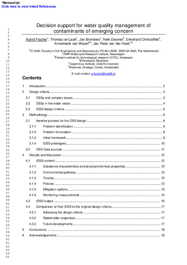 (PDF) Decision support for water quality management of contaminants of emerging concern Jan