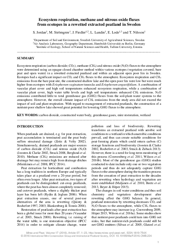 (PDF) Ecosystem respiration, methane and nitrous oxide fluxes from ...