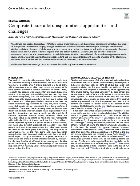 (PDF) Composite tissue allotransplantation opportunities and