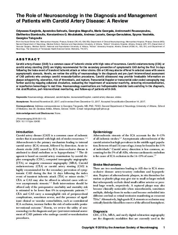 (PDF) The Role of Neurosonology in the Diagnosis and Management of ...