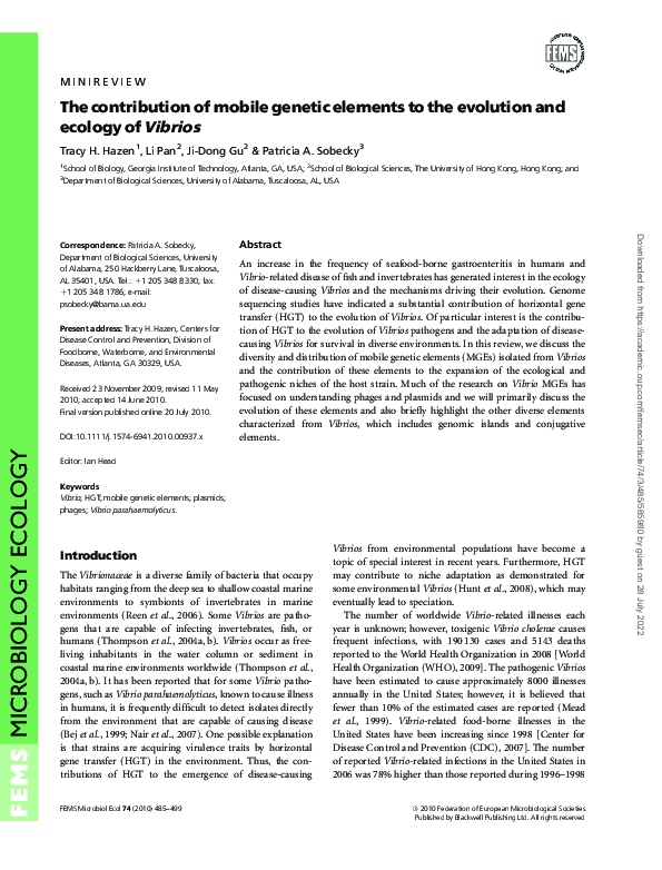 (PDF) The contribution of mobile genetic elements to the evolution and ...