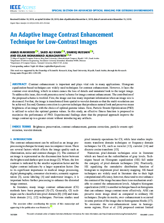 (PDF) An Adaptive Image Contrast Enhancement Technique for Low-Contrast ...