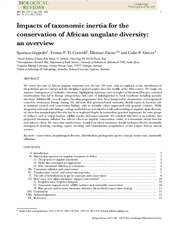 (PDF) Impacts of taxonomic inertia for the conservation of African ...