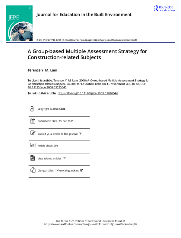 (PDF) A Group-based Multiple Assessment Strategy for Construction ...
