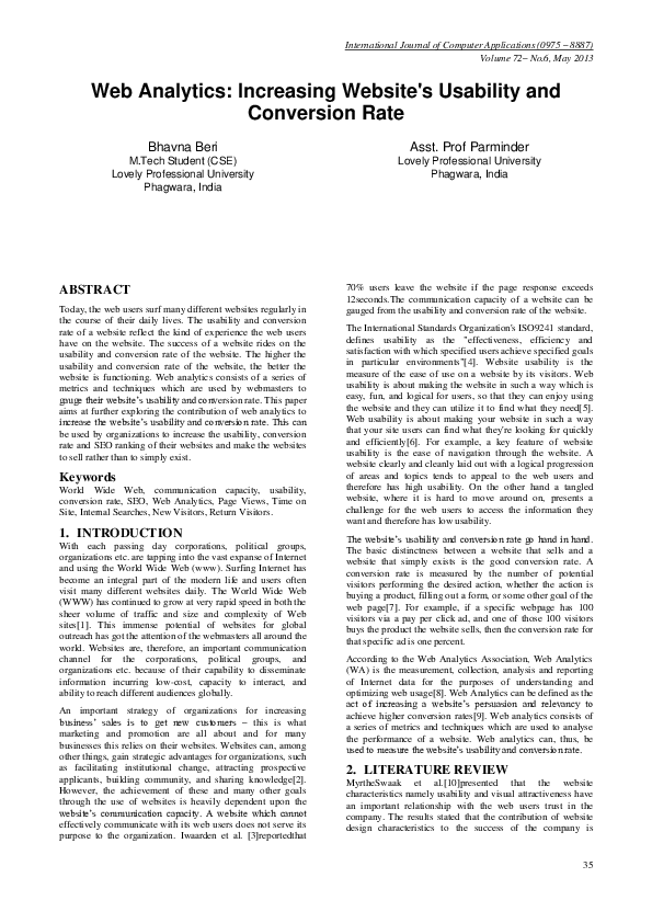 (PDF) Web Analytics: Increasing Website's Usability and Conversion Rate