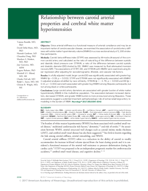 (PDF) Relationship between carotid arterial properties and cerebral ...