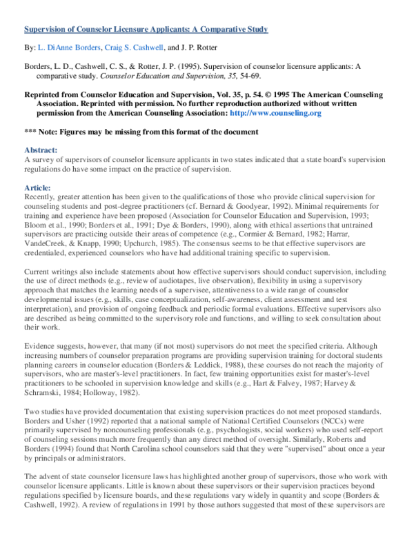 (PDF) Reprinted from Counselor Education and Supervision