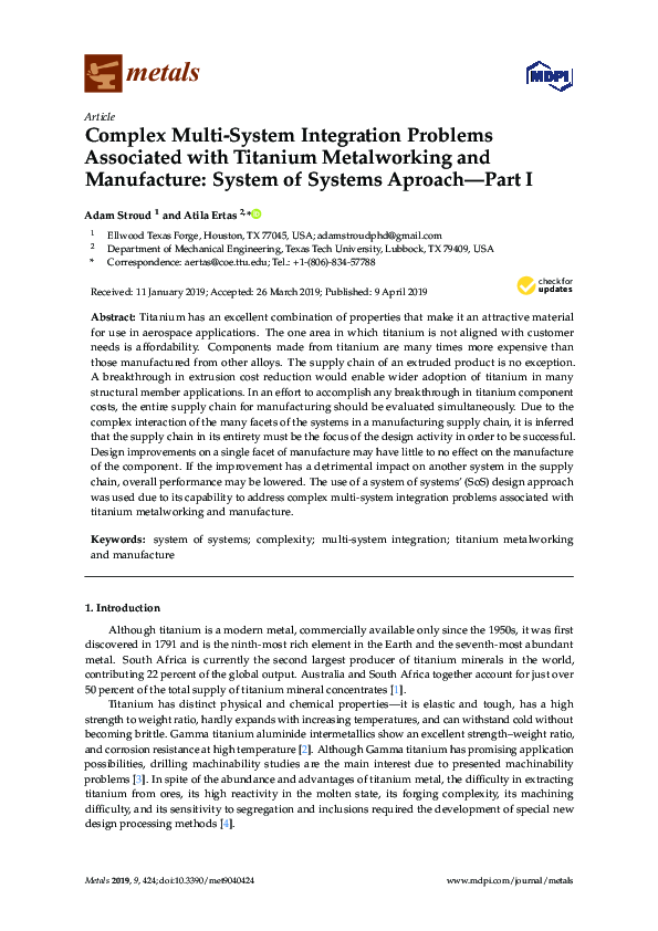 (PDF) Complex Multi-System Integration Problems Associated with ...