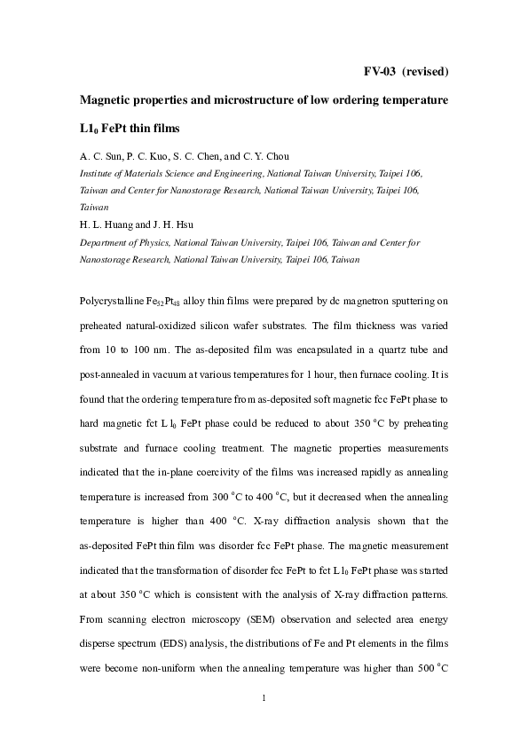 (PDF) Magnetic properties and microstructure of low ordering ...