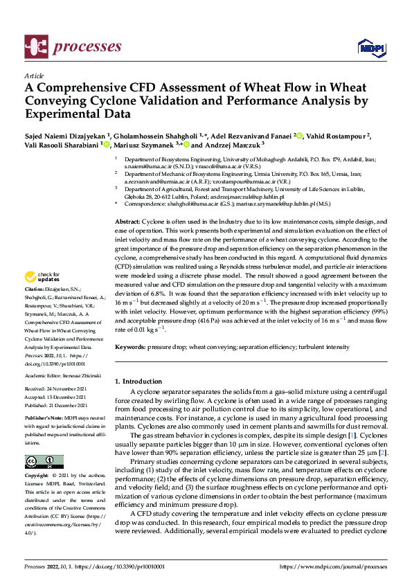 (PDF) A Comprehensive CFD Assessment of Wheat Flow in Wheat Conveying ...