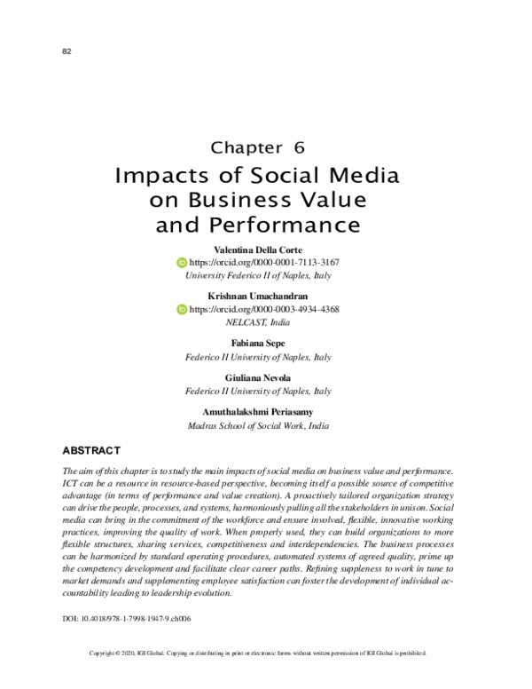 (PDF) Impacts of Social Media on Business Value and Performance