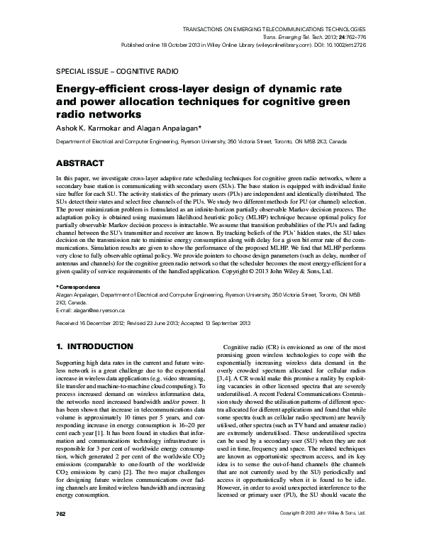 (PDF) Energy-efficient cross-layer design of dynamic rate and power ...