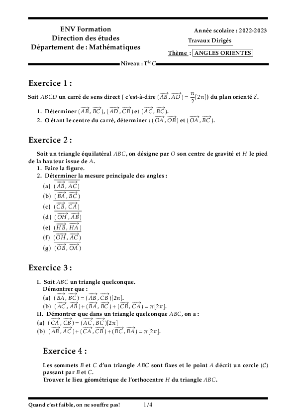 (PDF) ENV Formation Direction des études Département de : Mathématiques