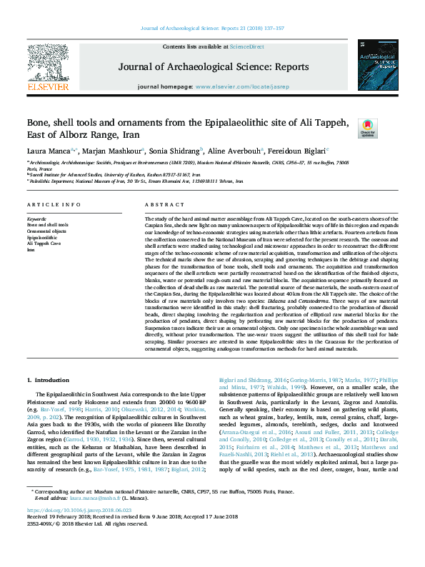 (PDF) Bone, shell tools and ornaments from the Epipalaeolithic site of ...