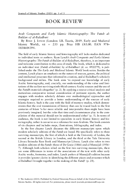 (PDF) Arab Conquests and Early Islamic Historiography: The Futuh al ...