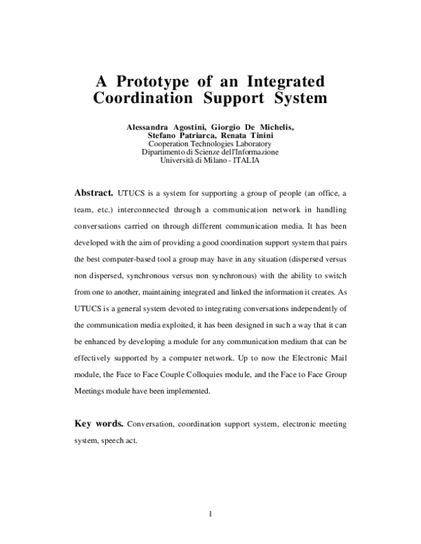 (PDF) A prototype of an integrated coordination support system
