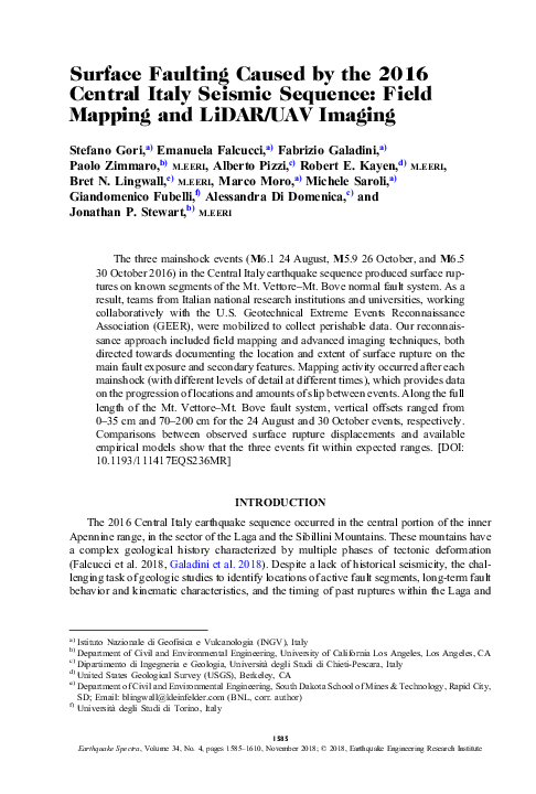 (PDF) Surface Faulting Caused by the 2016 Central Italy Seismic ...