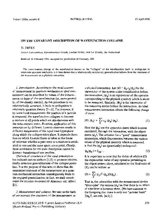 (PDF) On the covariant description of wavefunction collapse