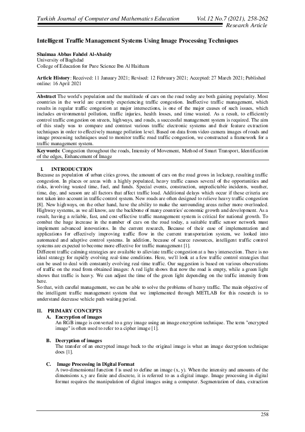 (PDF) Intelligent Traffic Management Systems Using Image Processing ...