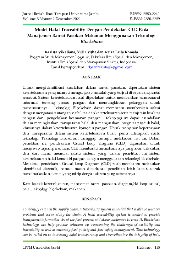 (PDF) Model Halal Traceability Dengan Pendekatan CLD Pada Manajemen ...