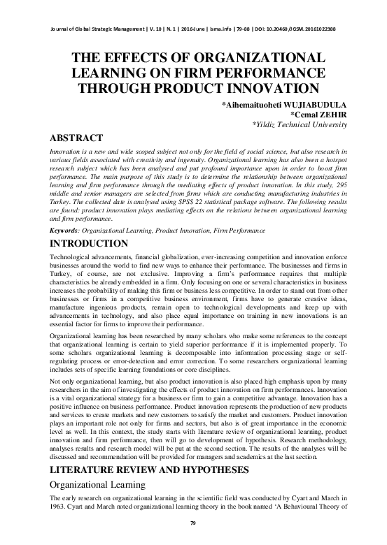 (PDF) The Effects of Organizational Learning on Firm Performance ...