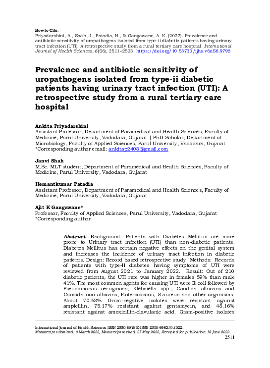 (PDF) Prevalence and antibiotic sensitivity of uropathogens isolated ...