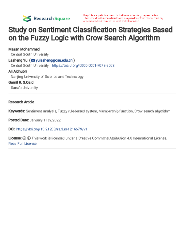 (PDF) Study on Sentiment Classification Strategies Based on the Fuzzy ...