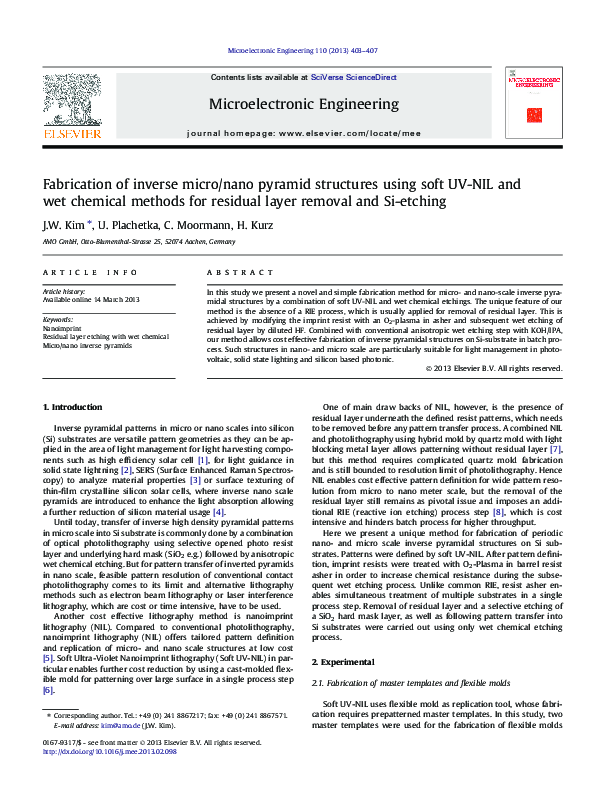 (PDF) Novel Method for Inverse Micro/Nano Pyramids