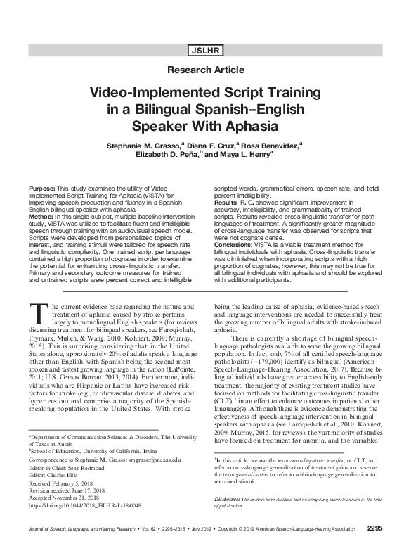 (PDF) VideoImplemented Script Training in a Bilingual SpanishEnglish