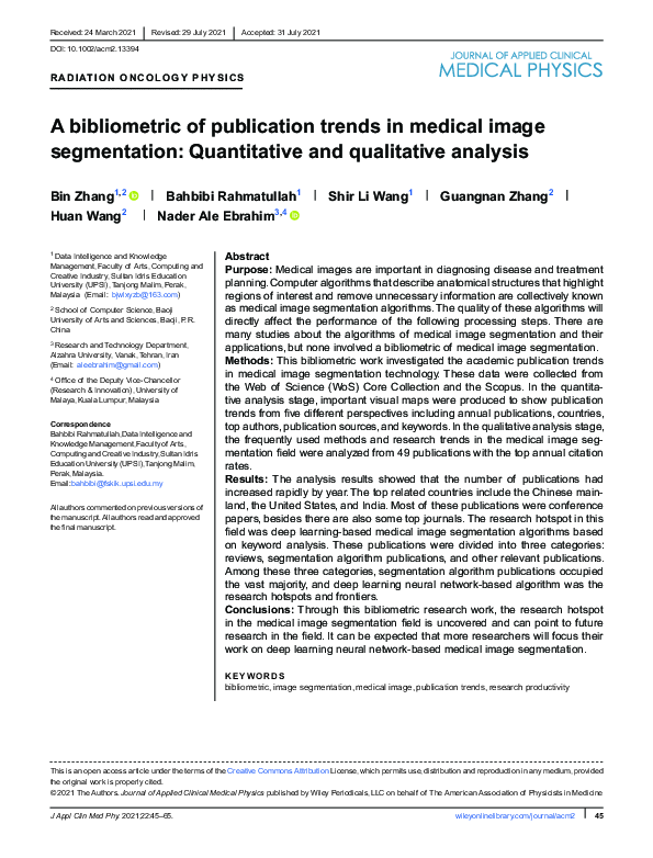 (PDF) A Bibliometric of Publication Trends in Medical Image ...