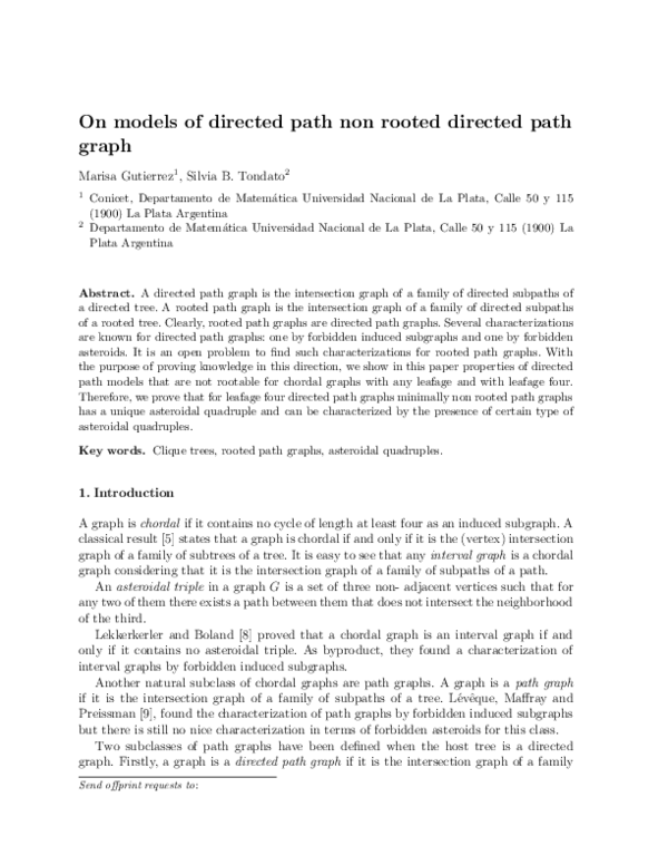 (PDF) On Models of Directed Path Graphs Non Rooted Directed Path Graphs