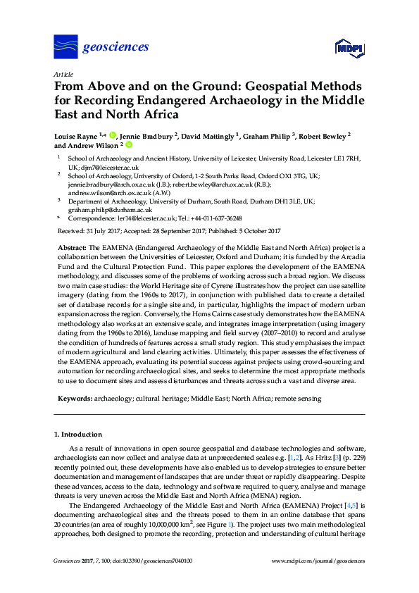 (PDF) From Above and on the Ground: Geospatial Methods for Recording ...