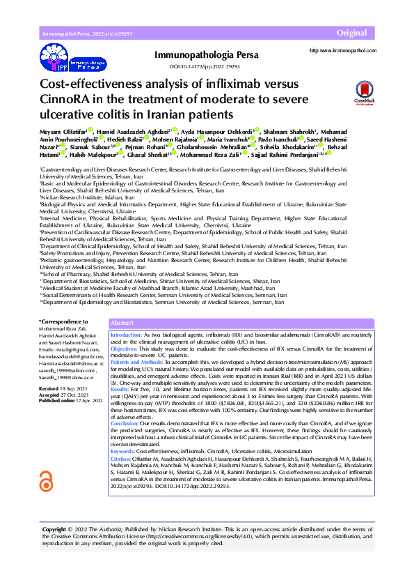 (PDF) Cost-effectiveness analysis of infliximab versus CinnoRA in the ...