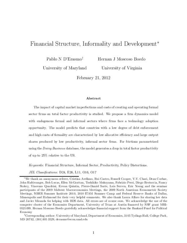 (PDF) Financial structure, informality and development