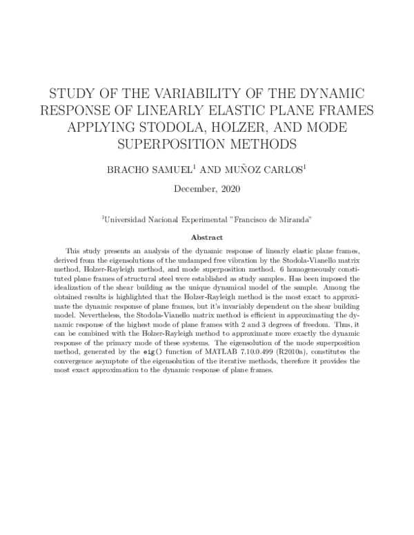 (PDF) STUDY OF THE VARIABILITY OF THE DYNAMIC RESPONSE OF LINEARLY ...