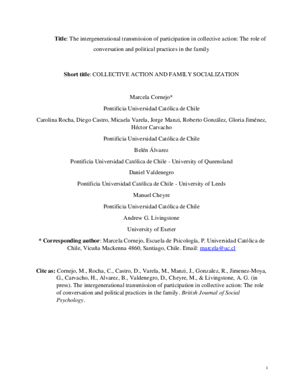 (PDF) The intergenerational transmission of participation in collective ...