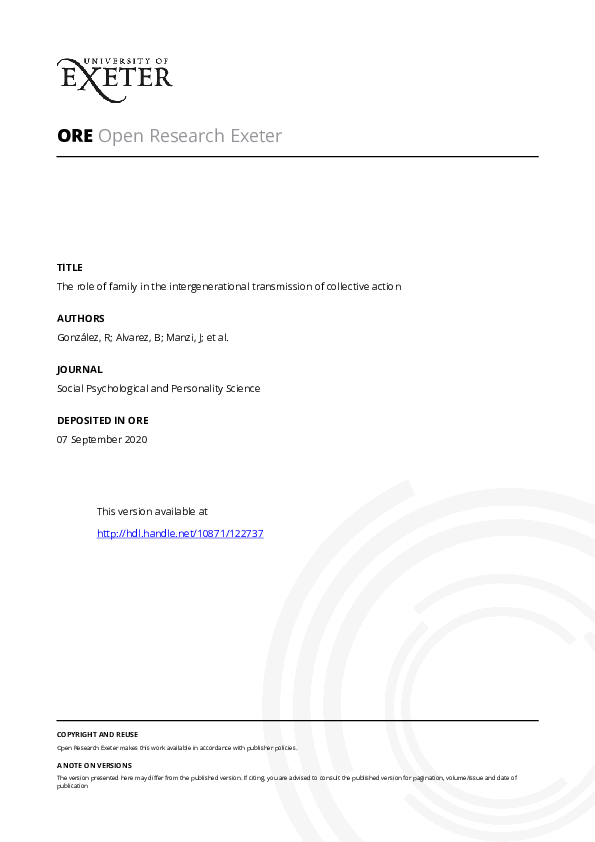 (PDF) The Role of Family in the Intergenerational Transmission of ...