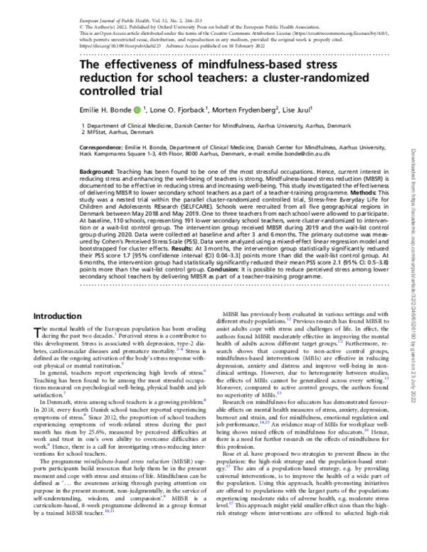 (PDF) The effectiveness of mindfulness-based stress reduction for ...